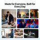 Collage of people using various devices with text 'Made for Everyone, Built for Every Day' on a white background.
